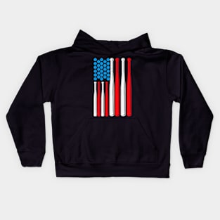 Baseball Lover 4th of July USA Flag Baseball Bat Summer Kids Hoodie